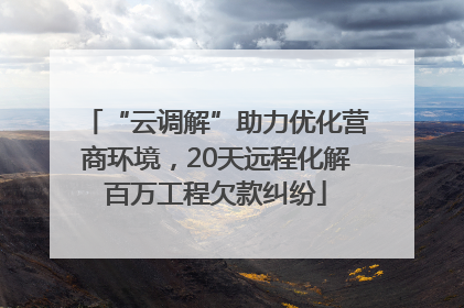 “云调解”助力优化营商环境，20天远程化解百万工程欠款纠纷