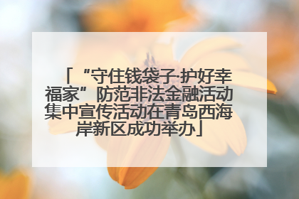 “守住钱袋子·护好幸福家”防范非法金融活动集中宣传活动在青岛西海岸新区成功举办