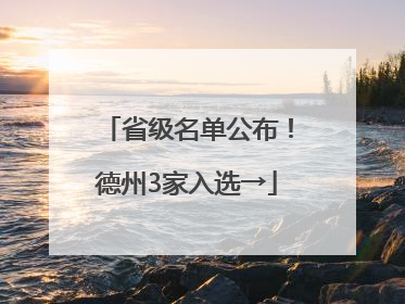 省级名单公布！德州3家入选→