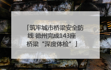 筑牢城市桥梁安全防线 德州完成143座桥梁“深度体检”