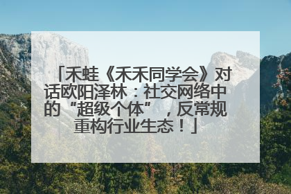 禾蛙《禾禾同学会》对话欧阳泽林：社交网络中的“超级个体”，反常规重构行业生态！