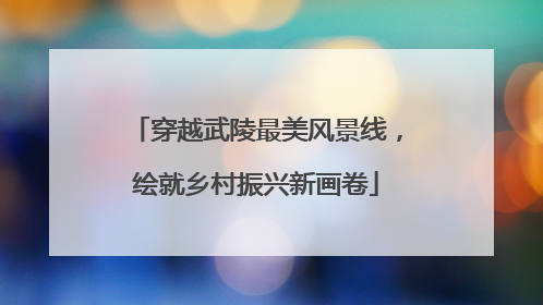 穿越武陵最美风景线，绘就乡村振兴新画卷