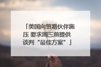 美国向贸易伙伴施压 要求周三前提供谈判“最佳方案”