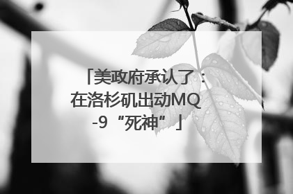 美政府承认了：在洛杉矶出动MQ-9“死神”