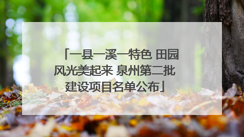 一县一溪一特色 田园风光美起来 泉州第二批建设项目名单公布