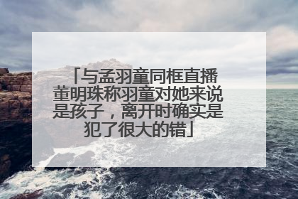 与孟羽童同框直播 董明珠称羽童对她来说是孩子，离开时确实是犯了很大的错