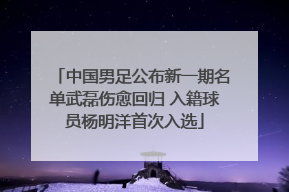 中国男足公布新一期名单武磊伤愈回归 入籍球员杨明洋首次入选