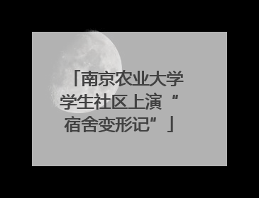 南京农业大学学生社区上演“宿舍变形记”