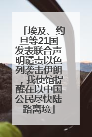 埃及、约旦等21国发表联合声明谴责以色列袭击伊朗，我使馆提醒在以中国公民尽快陆路离境