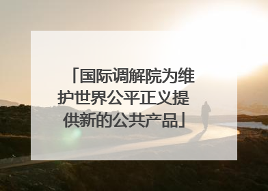 国际调解院为维护世界公平正义提供新的公共产品