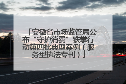 安徽省市场监管局公布“守护消费”铁拳行动第四批典型案例（服务型执法专刊）