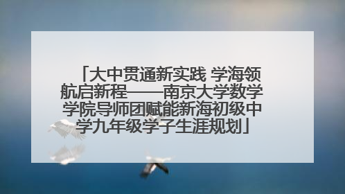 大中贯通新实践 学海领航启新程——南京大学数学学院导师团赋能新海初级中学九年级学子生涯规划