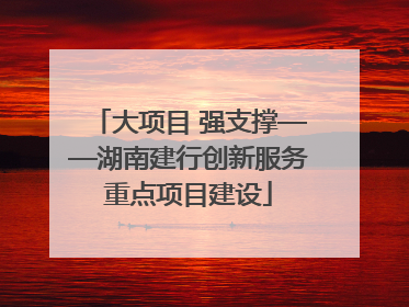 大项目 强支撑——湖南建行创新服务重点项目建设