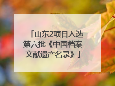 山东2项目入选第六批《中国档案文献遗产名录》