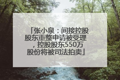 张小泉：间接控股股东重整申请被受理，控股股东550万股份将被司法拍卖