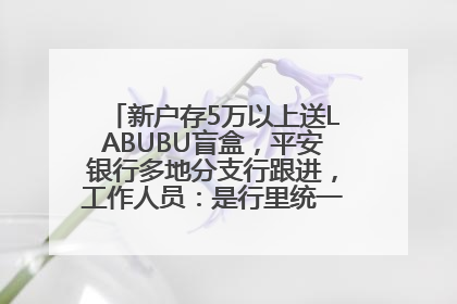 新户存5万以上送LABUBU盲盒，平安银行多地分支行跟进，工作人员：是行里统一的，进货渠道不清楚