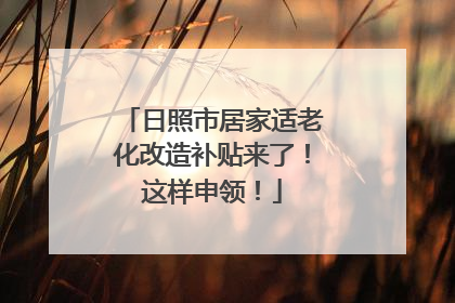 日照市居家适老化改造补贴来了！这样申领！
