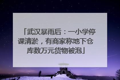 武汉暴雨后：一小学停课清淤，有商家称地下仓库数万元货物被泡