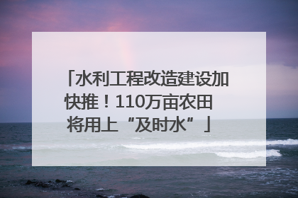 水利工程改造建设加快推！110万亩农田将用上“及时水”