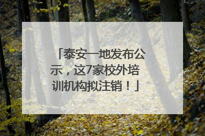 泰安一地发布公示，这7家校外培训机构拟注销！