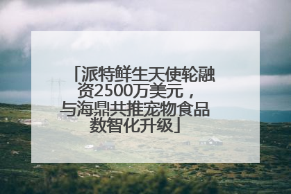 派特鲜生天使轮融资2500万美元，与海鼎共推宠物食品数智化升级