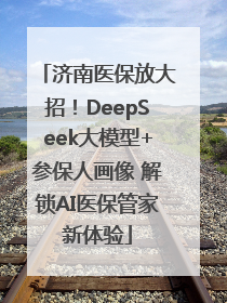 济南医保放大招！DeepSeek大模型+参保人画像 解锁AI医保管家新体验