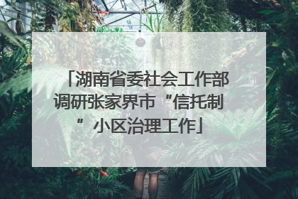 湖南省委社会工作部调研张家界市“信托制”小区治理工作