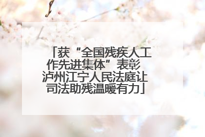 获“全国残疾人工作先进集体”表彰 泸州江宁人民法庭让司法助残温暖有力