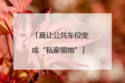 莫让公共车位变成“私家领地”