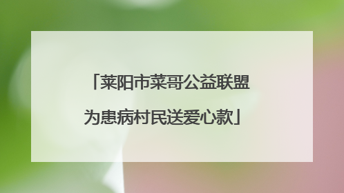莱阳市菜哥公益联盟为患病村民送爱心款