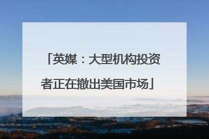 英媒：大型机构投资者正在撤出美国市场
