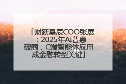 财跃星辰COO张展：2025年AI普惠破圈，C端智能体应用成金融转型关键