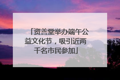 资善堂举办端午公益文化节，吸引近两千名市民参加