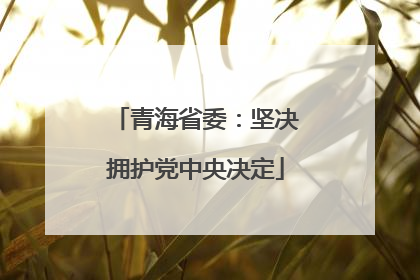 青海省委：坚决拥护党中央决定