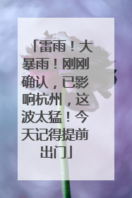 雷雨！大暴雨！刚刚确认，已影响杭州，这波太猛！今天记得提前出门
