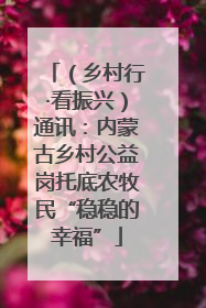 （乡村行·看振兴）通讯：内蒙古乡村公益岗托底农牧民“稳稳的幸福”