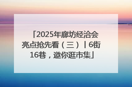 2025年廊坊经洽会亮点抢先看（三）丨6街16巷，邀你逛市集